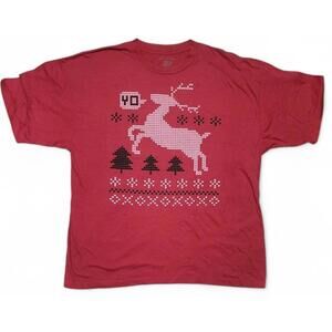 Walnut & 39th Men's Big & Tall Red "YO" Reindeer Graphic Light T-Shirt Size 3XL